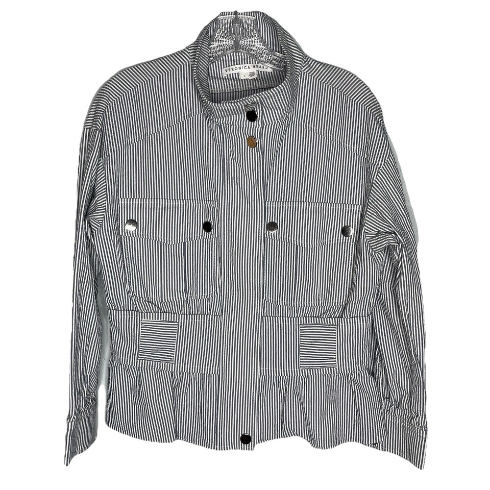 Veronica Beard York Striped Belted Seersucker Jacket Women's S Travel Preppy